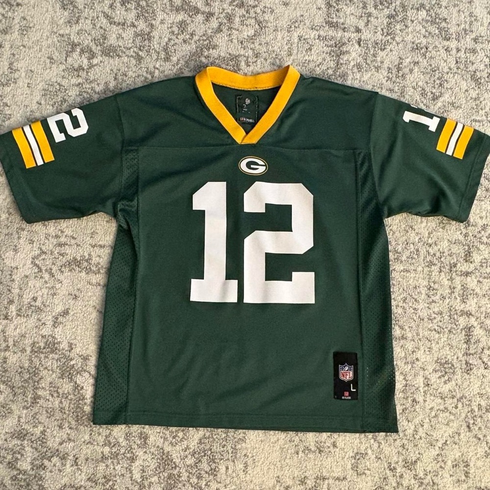 Youth Large NFL Team Apparel Aaron Rodgers Green Bay Packers Football Jersey.